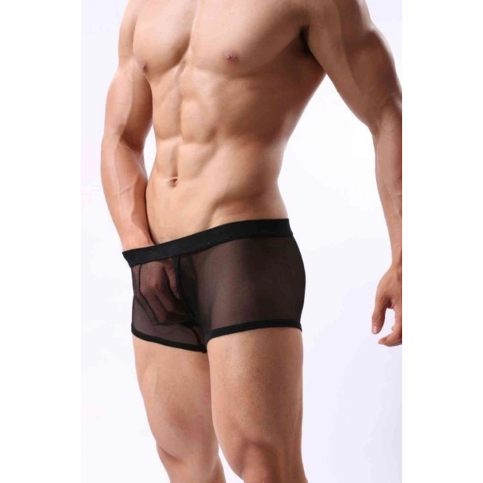 Siyah Transparan Erkek Boxer L