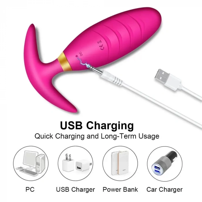 Kablosuz Kumandalı Şarjlı Güçlü Titreşimli Anal Vibratör Butt Plug