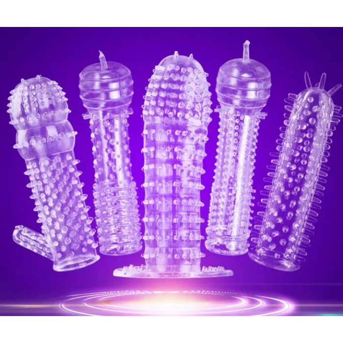 Tırtıklı Kabartmalı Güçlü Uyarıcı Şeffaf Silikon Penis Kılıfı - TYPE A