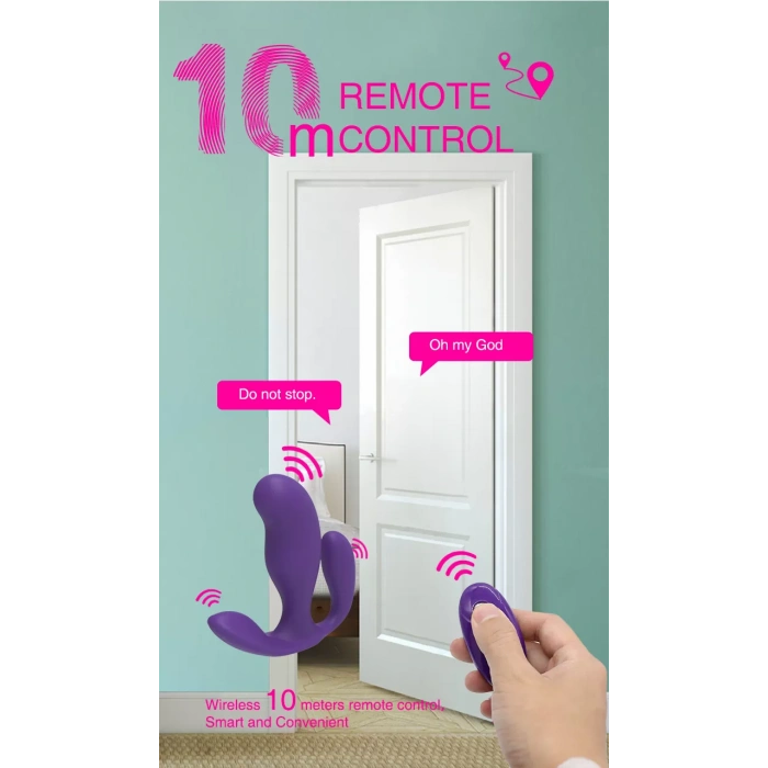 TRI-WE Kablosuz Kumandalı Manyetik Şarjlı 3 in 1 Giyilebilir Vibratör - Mor