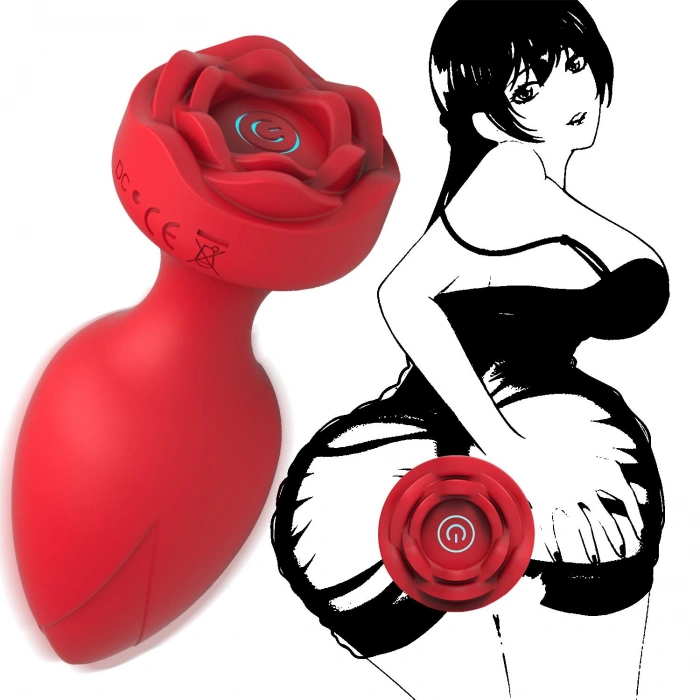Uzaktan Kumandalı Gül Şekilli Anal Vibrator Kırmızı