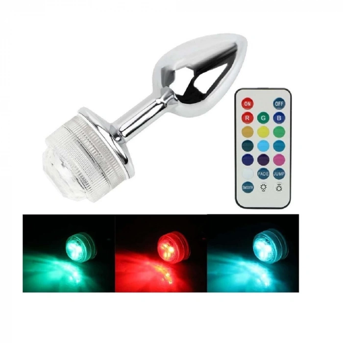Uzaktan Kumandalı Led Işıklı Küçük  Boy Çelik Anal Plug
