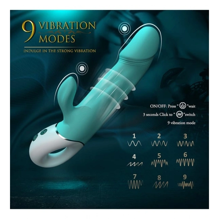 Wave Şarjlı Tutma Halkalı Güçlü Titreşimli G Nokta ve Klitoris Uyarıcı 2 in 1 Rabbit Vibratör