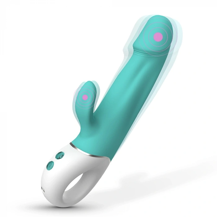 Wave Şarjlı Tutma Halkalı Güçlü Titreşimli G Nokta ve Klitoris Uyarıcı 2 in 1 Rabbit Vibratör