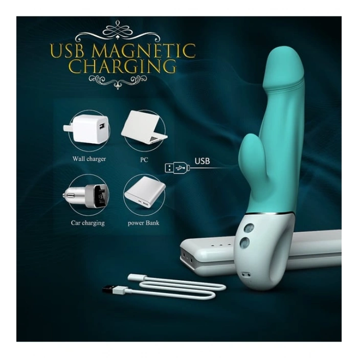 Wave Şarjlı Tutma Halkalı Güçlü Titreşimli G Nokta ve Klitoris Uyarıcı 2 in 1 Rabbit Vibratör