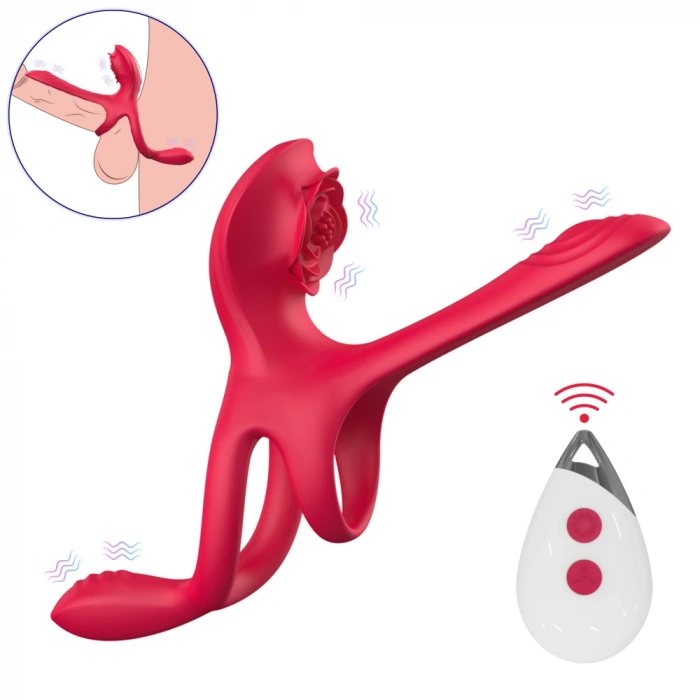 William Şarjlı Kumandalı Klitoris G Nokta Vibratör Perine Uyarıcı Testis ve Penis Halkası