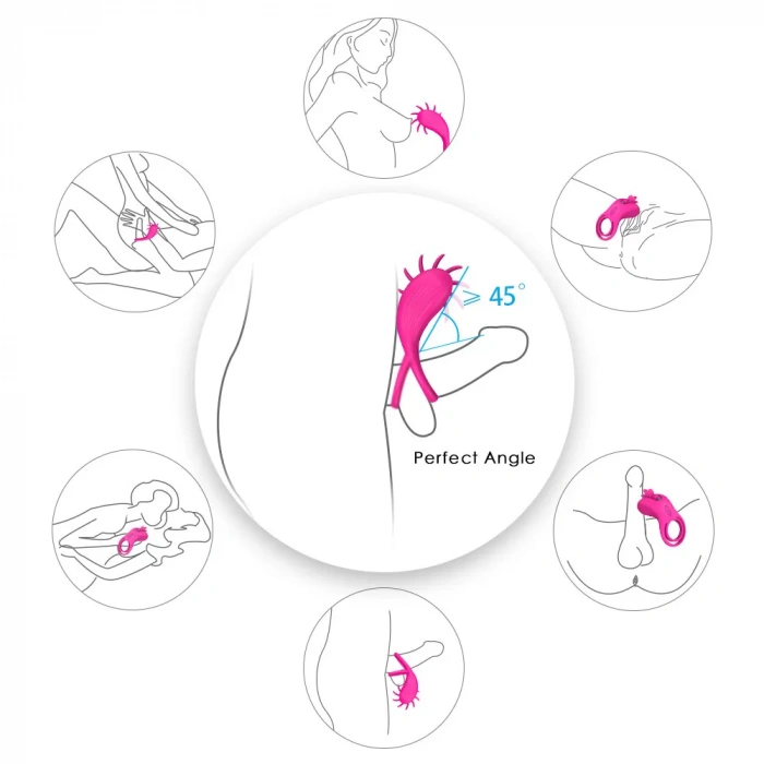 WIND MAGIC Testis ve Penis Halkalı Klitoris Uyarıcı Çiftler İçin Dil Vibratör