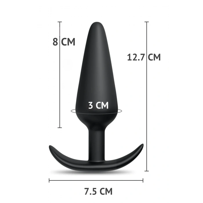 Yeni ve İleri Seviye Kullanıcılar İçin Geniş Tabanlı Siyah Silikon Anal Butt Plug - Büyük Boy