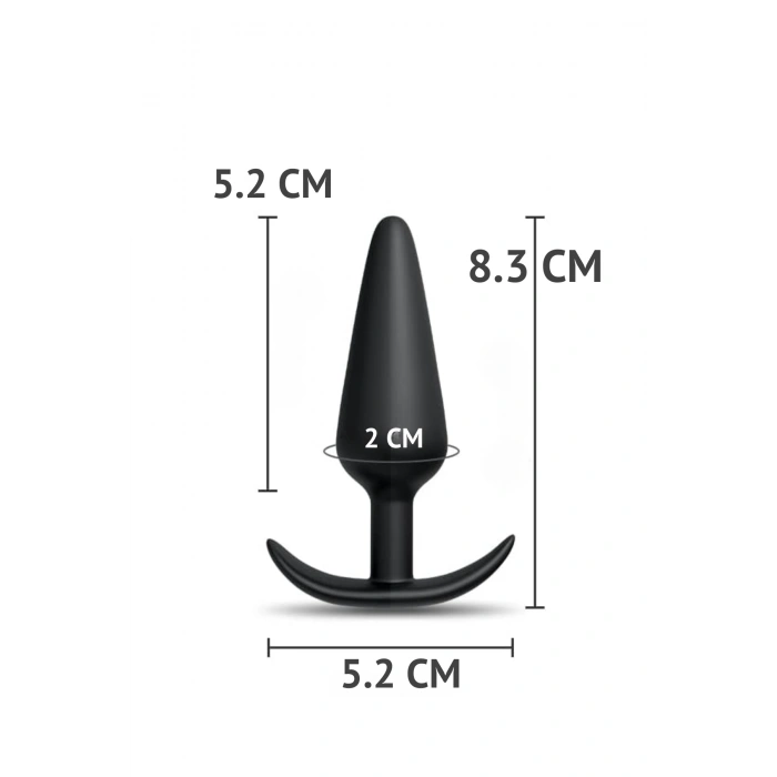 Yeni ve İleri Seviye Kullanıcılar İçin Geniş Tabanlı Siyah Silikon Anal Butt Plug - Küçük Boy
