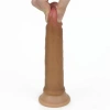 18 cm Realistik Çift Katmanlı Vantuzlu Dildo - Ten Dokusu
