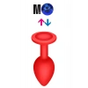 Çıkar-Tak Parlak Mavi Yuvarlak Mücevher Taşlı Kırmızı Pürüzsüz Silikon Anal Butt Plug - Orta Boy