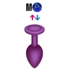 Çıkar-Tak Parlak Mavi Yuvarlak Mücevher Taşlı Mor Pürüzsüz Silikon Anal Butt Plug - Orta Boy