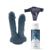 Eskişehir Erotik Shop Belden Bağlamalı Kayganlaştırıcı Set Noctis 21cm Siyah Çiftli Dildo No:61