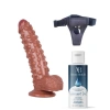 Eskişehir Erotik Shop Belden Bağlamalı Kayganlaştırıcı Set Noctis 24cm Kahverengi Dildo No:40