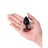 Eskişehir Erotik Shop Metal Anal Plug, Metal, siyah, kırmızı kristalli, 7,2 cm, Ø2,8 cm, 50 g
