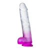 MYST COLOR Dildo Realistik Jel Dokuda Vantuzlu Ultra Yumuşak Şeffaf Mor Yapay Penis