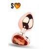 Paslanmaz Çelik Rose Gold Kalpli Mücevher Taşlı Pürüzsüz Rose Gold Metal Anal Butt Plug - Küçük Boy