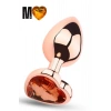 Paslanmaz Çelik Rose Gold Kalpli Mücevher Taşlı Pürüzsüz Rose Gold Metal Anal Butt Plug - Orta Boy