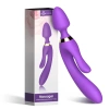 WOWYES Manyetik Şarjlı Su Geçirmez Wand Massager 3 in 1 Dildo Vibratör - Mor