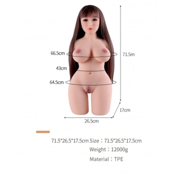 Saçlı Gerçekçi Kadın Yarım Vücut Mastürbatör 12 Kg