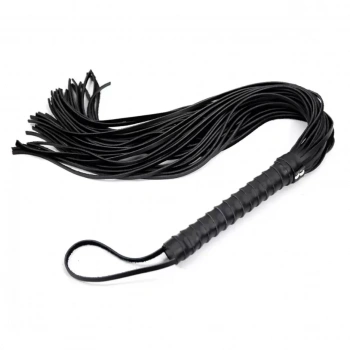 Deri Kırbaç Siyah & Kırmızı 50 cm Flogger Bondage Aksesuar