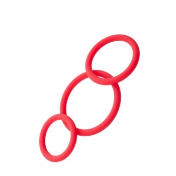 Black & Red Penis Halkası Seti Silikon Kırmızı Ø6/5/4 cm