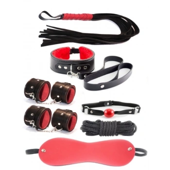 Eskişehir Erotik Shop 7 Parça Fetiş Esaret Seti Siyah Kırmızı