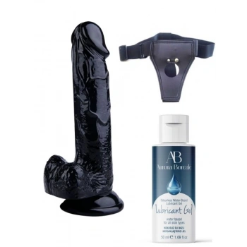 Eskişehir Erotik Shop Belden Bağlamalı Kayganlaştırıcı Set Noctis 20cm Siyah Dildo No:17