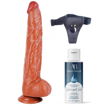 Eskişehir Erotik Shop Belden Bağlamalı Kayganlaştırıcı Set Noctis 32cm Melez Dildo No:6