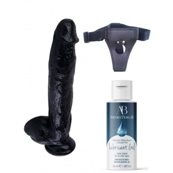 Eskişehir Erotik Shop Belden Bağlamalı Kayganlaştırıcı Set Noctis 32cm Siyah Dildo No:23
