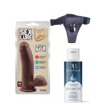 Eskişehir Erotik Shop Belden Bağlamalı Kayganlaştırıcı Set Sex Lure Kıkırdaklı Gerçekçi Dildo - 17.5cm Zenci