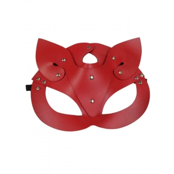 Deri Kedi Kız Maskesi Kırmızı