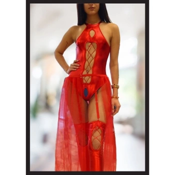 Eskişehir Erotik Shop Kırmızı Deri Harness Fantezi Kostüm