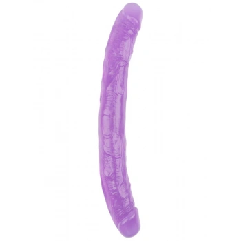 Hi-Rubber Şeffaf Jel Çift Taraflı Dildo - 32.5cm Mor