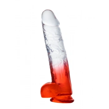 MYST COLOR Dildo Realistik Jel Dokuda Vantuzlu Ultra Yumuşak Şeffaf Kırmızı Yapay Penis