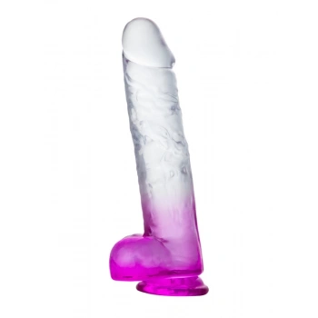 MYST COLOR Dildo Realistik Jel Dokuda Vantuzlu Ultra Yumuşak Şeffaf Mor Yapay Penis
