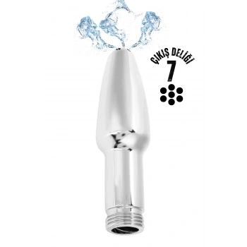 Paslanmaz Çelik Anal Butt Plug 7 Delikli Anal Temizlik Metal Lavman Duş Başlığı