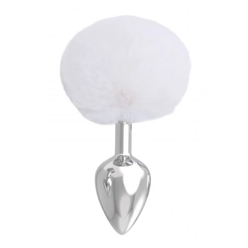 Paslanmaz Çelik Beyaz Tavşan Kuyruklu Pürüzsüz Silver Bunny Tail Metal Anal Butt Plug