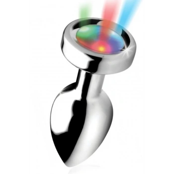 Paslanmaz Çelik Led Işıklı Pürüzsüz Silver Metal Anal Butt Plug