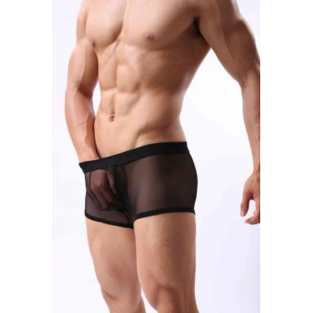 Siyah Transparan Erkek Boxer L