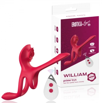 William Şarjlı Kumandalı Klitoris G Nokta Vibratör Perine Uyarıcı Testis ve Penis Halkası