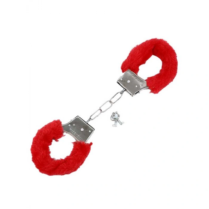 Censan Fetiş Fantezi Kırmızı Peluşlu Metal Kelepçe