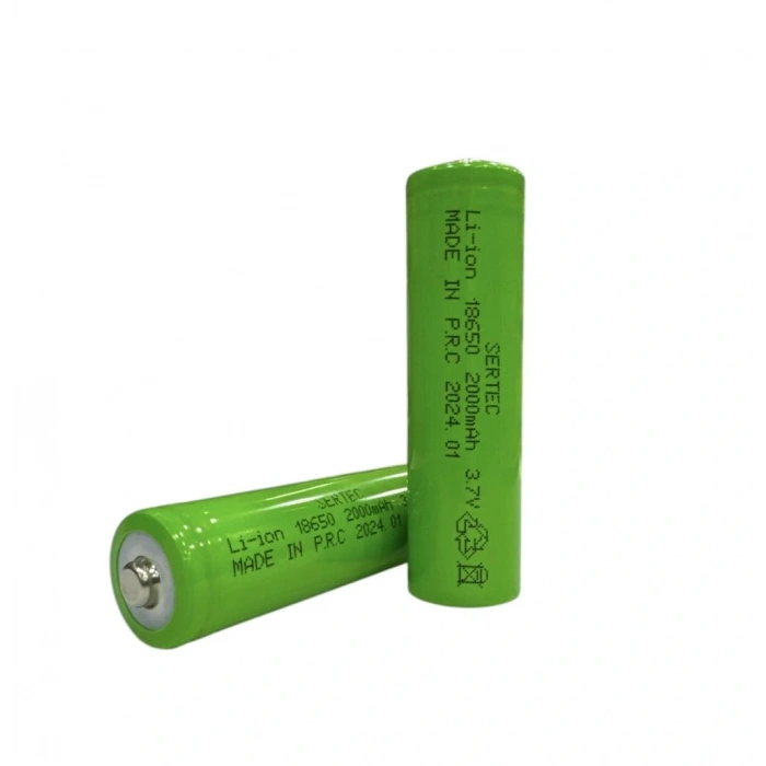 18650 3.7V 2000 Mah 1C Li-ion Şarjlı Pil Başlı