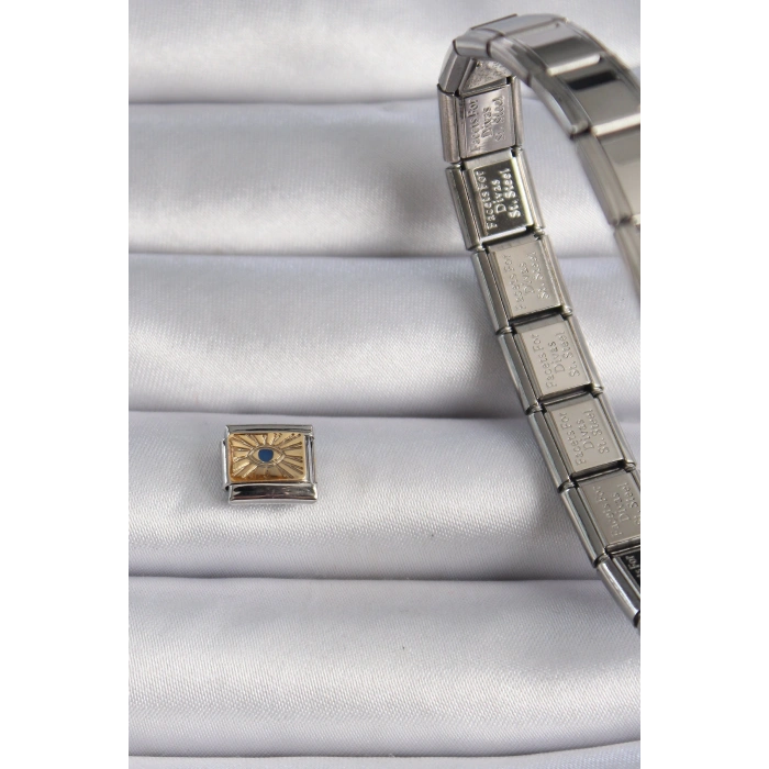 316L Çelik Gümüş Renk Altın Göz İşlemeli Nomination Charm - TJ-BC1025