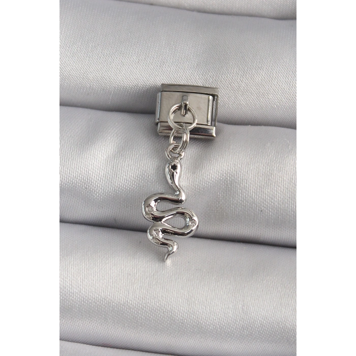 316L Çelik Gümüş Renk Sallantı Yılan Model Nomination Charm - TJ-BC1174