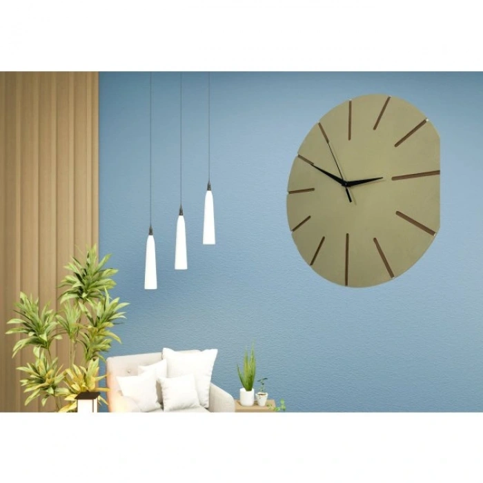 Ahşap Minimal Dekoratif Duvar Saati - 33x33 Cm Açık Sarı