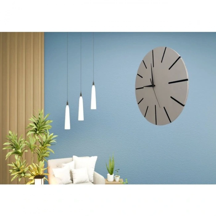 Ahşap Minimal Dekoratif Duvar Saati - 33x33 Cm Gri