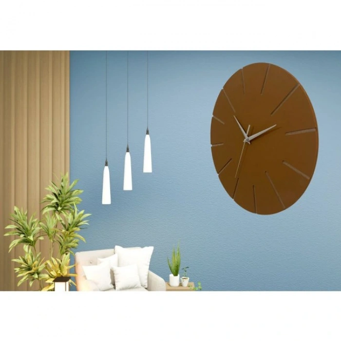 Ahşap Minimal Dekoratif Duvar Saati - 33x33 Cm Kahverengi