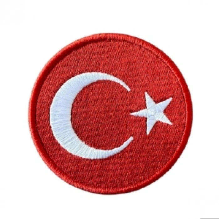 Aplike Ütü İle Yapışan Türk Bayrağı Yuvarlak Büyük Arma 5 Cm