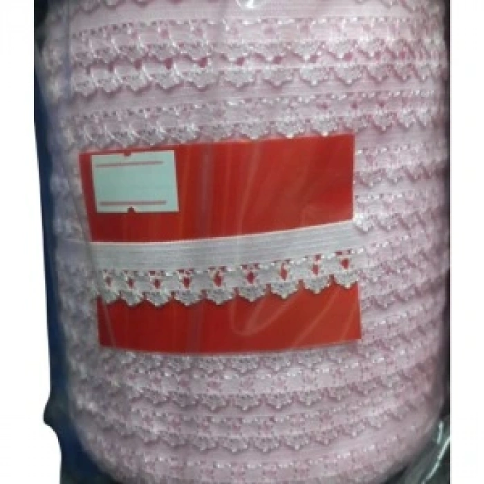 Çamaşır Lastiği Dantelli 1 Cm 1 Metre Açık Pembe